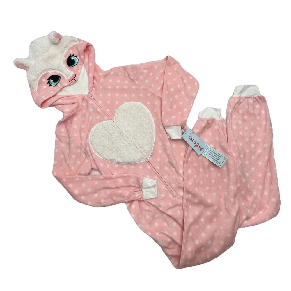 Cat & Jack Llama Hooded One Piece Sleepwear Pajamas Jump Suit Girls Medium (7/8)